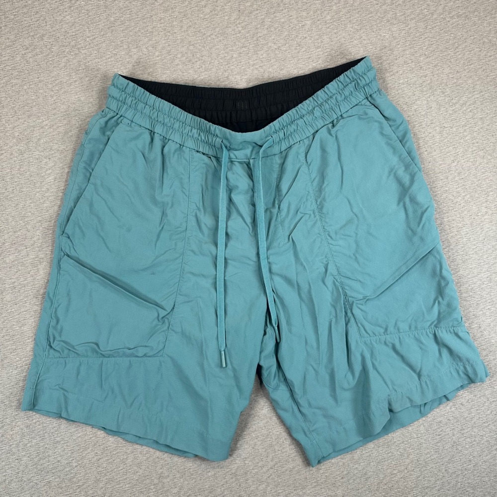 Lululemon Bowline Shorts Men Large Teal Blue Ripstop Drawstring Athletic Pockets
